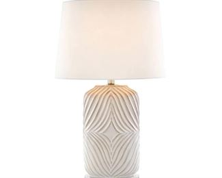 $175 - Jamie Young Harper Table Lamp w Cream Linen Shade AE170-1                                                                                             Description: Perfect for adorning any side table, this Mica Etched Ceramic Table Lamp brings plenty of character and opulence for a stylish accent in your living area or bedroom. The etched natural glazed base adds lavish charm and will suit any color scheme. White ceramic with cream linen shade

Dimensions: Overall 27"H x 18"W x 18"D

Condition: Brand new.  This was in an interior designer showroom.  Never used. 

Local pick up in Germantown, MD.  Contact us for shipper suggestions. 