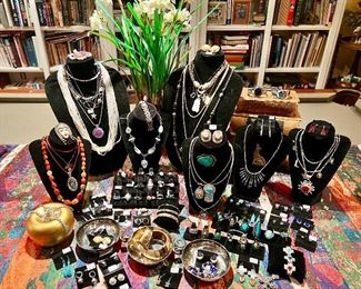 Security on premises. Removed daily. 
Fine jewelry, sterling, Indian pawn, pearls, turquoise!  