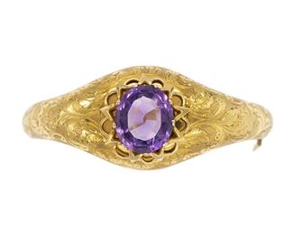 Victorian 14k gold hinged bangle bracelet 