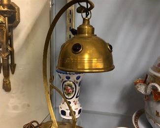Art Nouveau brass desk lamp