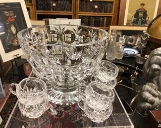 Large crystal Punch bowl and 10 cups 
