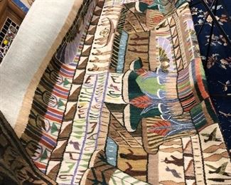 A large wool Egyptian rug/wall hanging textile/ folded in half