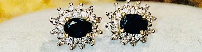 Sapphire and diamond studs