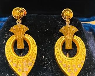 Antique Etruscan revival gold earrings