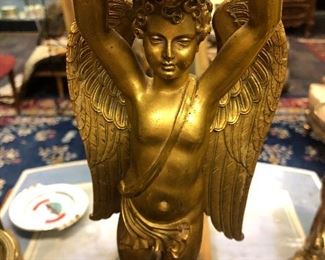 Bronze angel lamp