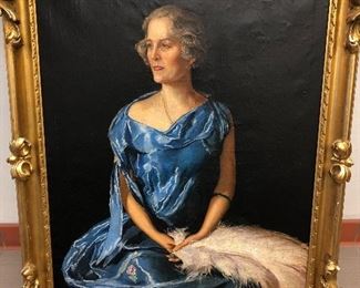 Beautiful large oil on canvas of Mrs. William Melton of Chicago d. 1938, by Carlo Romagnoli, Rome 1923
