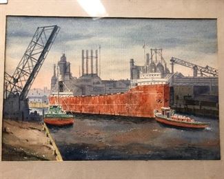 Watercolor: “Ore For Cleveland” by Randolph Yaeger