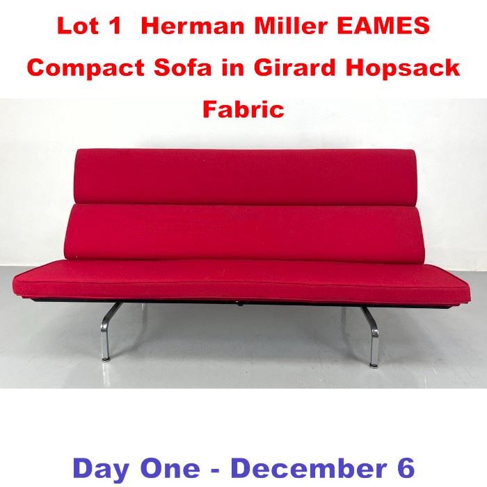 Lot 1 Herman Miller EAMES Compact Sofa in Girard Hopsack Fabric