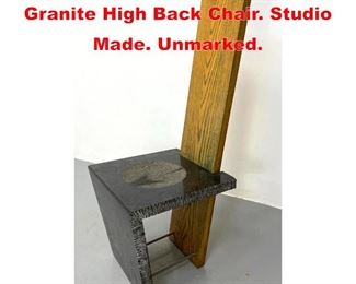 Lot 19 Artisan Combed Oak and Granite High Back Chair. Studio Made. Unmarked. 