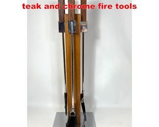 Lot 32 Alessandro Albrizzi Style teak and chrome fire tools