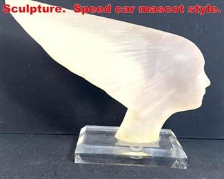 Lot 57 Lucite Acrylic Table Sculpture. Speed car mascot style. 