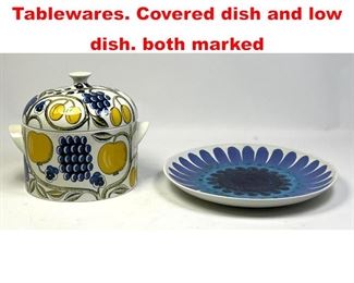 Lot 61 Two Arabia of Finland Tablewares. Covered dish and low dish. both marked
