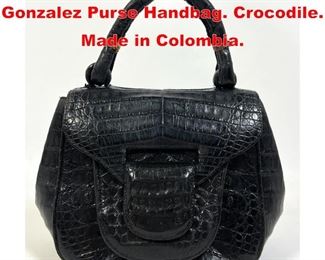 Lot 63 Vintage Black Nancy Gonzalez Purse Handbag. Crocodile. Made in Colombia.