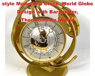 Lot 65 IMEXAL 15 Jewels Globe style Modernist Clock. World Globe Design with Barometer, Thermometer, World 