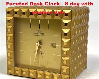 Lot 68 GLYCINE 15 Jewel Lever Faceted Desk Clock. 8 day with number date. 