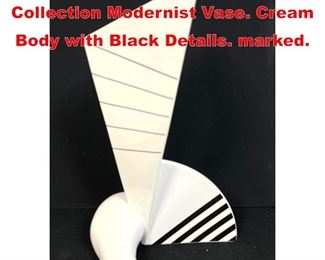 Lot 75 WARLAMIS for Vienna Collection Modernist Vase. Cream Body with Black Details. marked. 