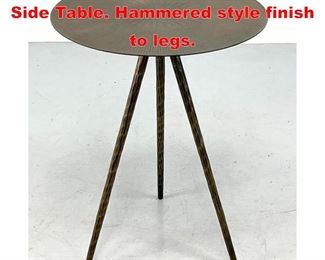 Lot 86 Gilt Metal and Steel Tripod Side Table. Hammered style finish to legs. 