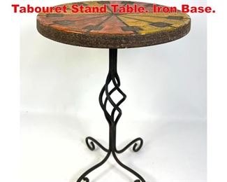 Lot 96 BITOSSI Glazed Pottery Tabouret Stand Table. Iron Base. 
