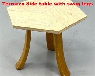 Lot 101 Harvey Probber Hexagonal Terrazzo Side table with swag legs
