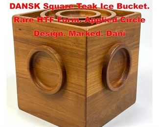 Lot 109 JENS QUISTGAARD for DANSK Square Teak Ice Bucket. Rare HTF Form. Applied Circle Design. Marked. Dani