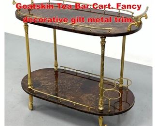 Lot 110 ALDO TURA Lacquered Goatskin Tea Bar Cart. Fancy decorative gilt metal trim. 