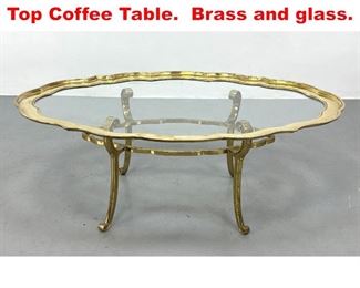Lot 119 Large Brass Frame Tray Top Coffee Table. Brass and glass. 