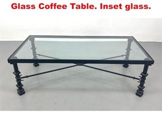 Lot 127 Large decorator Iron and Glass Coffee Table. Inset glass. 
