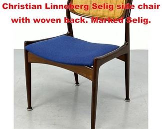 Lot 128 IB KOFOD LARSEN for Christian Linneberg Selig side chair with woven back. Marked Selig. 