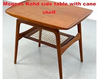 Lot 134 ARNE HOVMAND OLSEN for Mogens Kohd side table with cane shelf. 