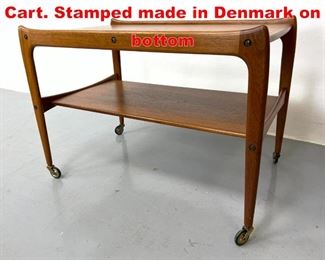 Lot 136 Danish Modern Teak Bar Cart. Stamped made in Denmark on bottom