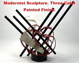 Lot 145 Abstract Welded Metal Modernist Sculpture. Three Color Painted Finish. 