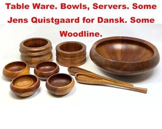 Lot 148 Lot of Danish Modern Teak Table Ware. Bowls, Servers. Some Jens Quistgaard for Dansk. Some Woodline.