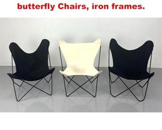 Lot 158 3 Knoll Hardoy Iron butterfly Chairs, iron frames. 