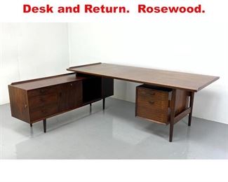 Lot 161 ARNE VODDER Executive Desk and Return. Rosewood. 
