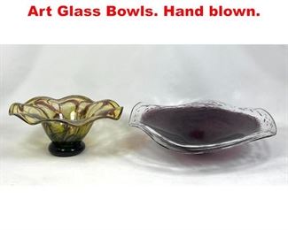 Lot 181 2pcs Large Contemporary Art Glass Bowls. Hand blown. 