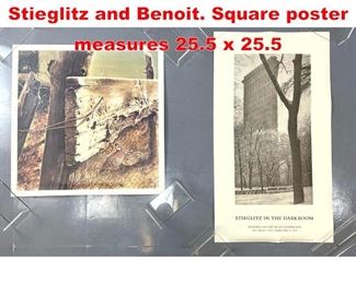 Lot 182 2pcs Art Posters. Alfred Stieglitz and Benoit. Square poster measures 25.5 x 25.5 