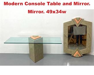 Lot 192 Decorator Mid Century Modern Console Table and Mirror. Mirror. 49x34w
