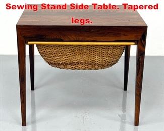 Lot 198 Danish Modern Rosewood Sewing Stand Side Table. Tapered legs. 
