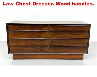 Lot 200 Rosewood Danish Modern Low Chest Dresser. Wood handles. 