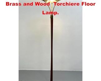 Lot 207 Modernist Gerald Thurston Brass and Wood Torchiere Floor Lamp.