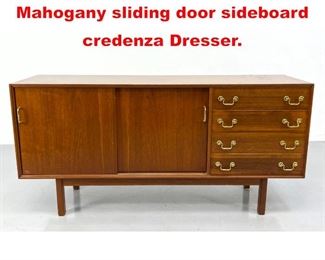 Lot 211 Mid Century Modern Mahogany sliding door sideboard credenza Dresser.