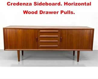 Lot 226 Danish Modern Teak Credenza Sideboard. Horizontal Wood Drawer Pulls. 