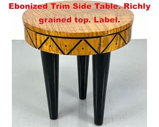 Lot 227 PACE Collection Designer Ebonized Trim Side Table. Richly grained top. Label. 