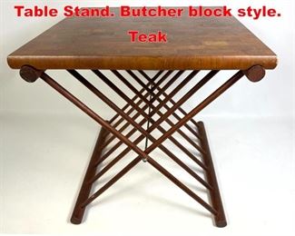 Lot 230 ATAPCO Collapsable Tray Table Stand. Butcher block style. Teak 
