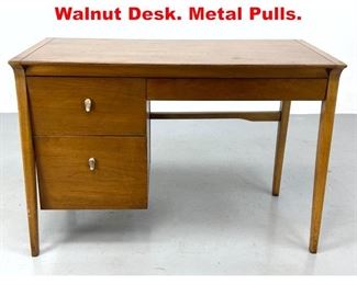 Lot 232 DREXEL American Modern Walnut Desk. Metal Pulls.