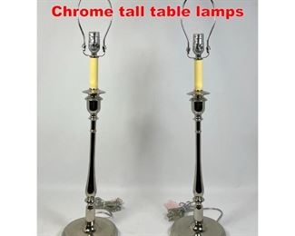 Lot 240 Pair of Ralph Lauren Chrome tall table lamps