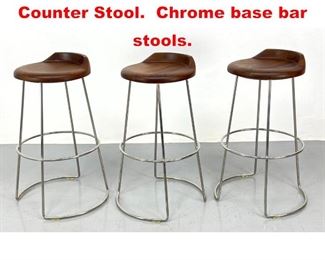 Lot 259 McGuire Walnut Swivel Counter Stool. Chrome base bar stools. 