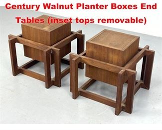 Lot 297 Pair of Atomic Style Mid Century Walnut Planter Boxes End Tables inset tops removable