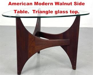 Lot 304 ADRIAN PEARSALL American Modern Walnut Side Table. Triangle glass top. 