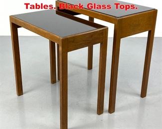 Lot 305 Pr Modernist Nesting Tables. Black Glass Tops. 
